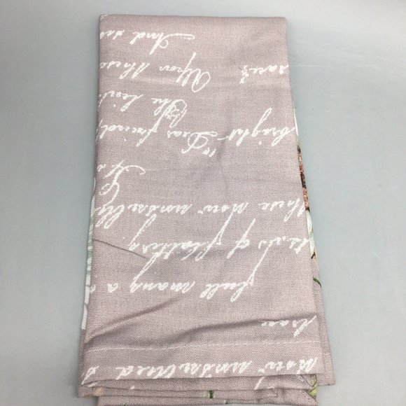 x6 Nicole Miller White Sunflower Script Fall Napkin Set Aqua Gray 18x18" Fabric - Picture 9 of 10